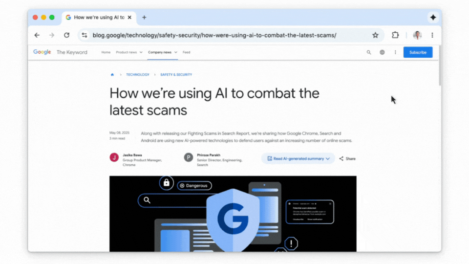TechDogs-"A GIF Depicting The Gemini In Chrome Feature"